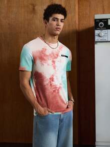 SWAVVY Men T-Shirts Fit Crew Neck Short Sleeve Casual Colorful Summer Polyester Tie Dye Tee