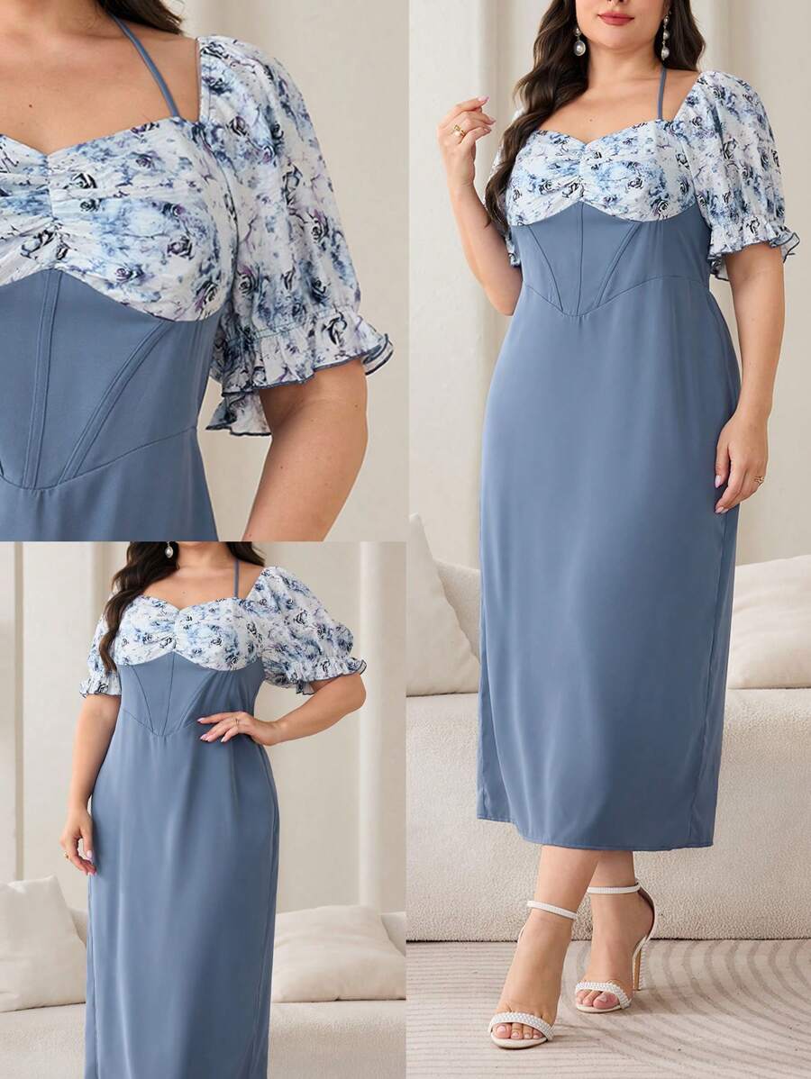 Modelyn Vestido informal de manga corta de talla grande, apropiado para el verano - Multicolor - Ver 1