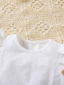 Summer Baby Girls Cute White Top And Elastic Waist Shorts Set