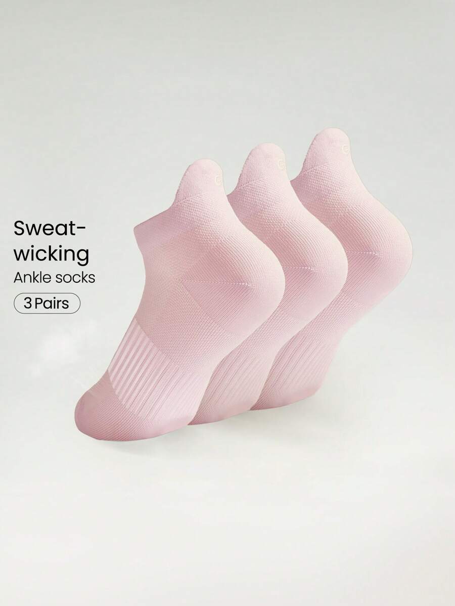 GLOWMODE 3 Pairs Arch Support Everyday Socks Gym - Pink - View 1