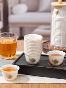 SHEIN 1 件套茶具茶杯收纳盒，适用于直径最大 2.36 英寸的茶杯，透明亚克力罐，圆形垫架，梳妆台面化妆品收纳盒（带盖） - 透明-圓球木蓋 - 查看 3