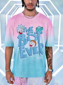 Rick and Morty X SHEIN Men's Summer Casual Interesting Cartoon Figure & Letter Graphic Loose Fit Drop Shoulder T-Shirt - Multicolor - View 7