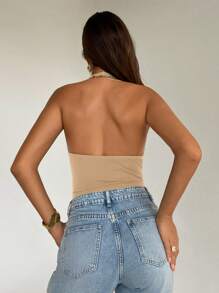 Aloruh 女式性感短款修身挂脖针织背心