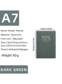 SHEIN 1PC 2025 A7 Weekly Planning Notebook Daily Schedule Mini Portable Diary PU Leather Cover English Plan Book Includes To-Do List Tasks, Expense Tracking And Organizing Meals School Supplies