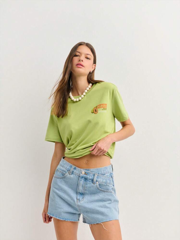 Nöista Oversized Tee With A Fun Papaya Graphic With Retro Typography. Featuring Print And Tropical Slogans Front And Back, It's Perfect For Summer Lounging, Beach Strolls, Or Adding A Fruity Vibe To Casual Fits.4th Of July - Green - View 1