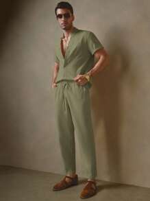 HIMLAND Set de 2 camisas casuales de manga corta con cuello vuelto y ajuste entallado, adecuadas para el verano