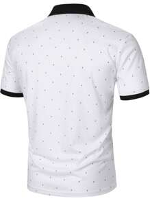 Manfinity Mode Men's Casual Color Block Short Sleeve Polo Shirt For Summer