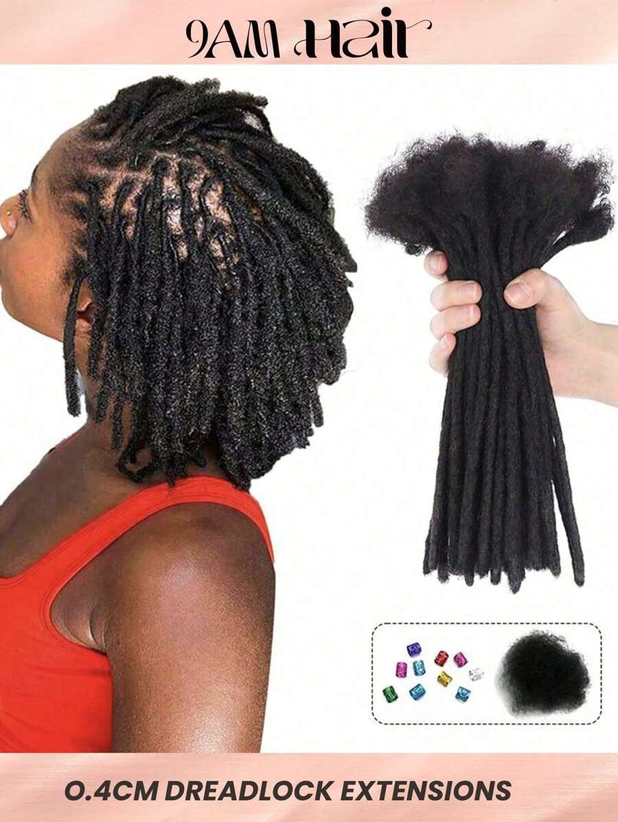 Crochet Human Hair Knotless Braids 30 Strands Human Hair Dreadlock Extensions, 0.4cm Width For Men/Women Hand-Made Permanent DreadLock Extensions Human Hair Bundles Can Be Dyed And Bleached Hair Extensions - S1 - View 1