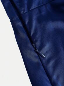 Pitira 少女派对装下摆褶皱侧开衩大腿缎面细肩带伴娘礼服优雅正式晚会舞会婚礼宾客礼服，适合毕业典礼、晚宴派对礼服 - 藏蓝色 - 查看 8