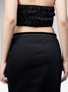 ROMWE Grunge Punk Fashionable Minimalist Rhinestone Crescent Moon Waist Chain For Women - Silver - View 6