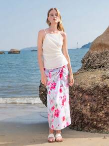Lumivelle 1set Women Solid Color Simple Top, Fashion Summer - Apricot - View 4