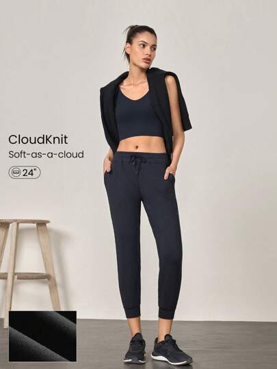 GLOWMODE Calça De Moletom Justa Com Cordão E Bolso De Malha 24 Polegadas De Comprimento Até O Tornozelo