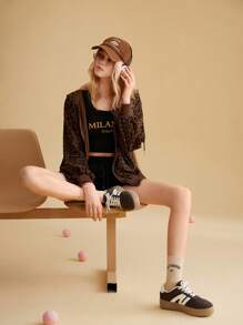 CUCCOO EASI 豹纹厚底运动鞋女款，时尚休闲运动鞋女鞋运动鞋春季鞋复活节运动鞋