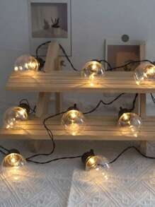 1pc LED Solar Powered 8 Modes Transparent Retro Globe String Lights, Suitable For Garden Decoration, Camping Tent Decor, Holiday Wedding Outdoor Lighting Fall Decor House Decor Outdoor Decor - Warm color - View 8