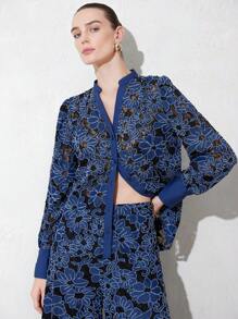 SHEIN Privé V-Neck Hollow-Out Loose And Versatile Elegant Long Sleeve Blouse For Women Fall Cloth For Women