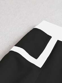 SHEIN Clasi Women Colorblock Pleated A-Line Skirt - Black - View 3