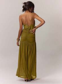 MUSERA 褶皱前摆垂坠连衣裙，适合度假、春季、夏季各种场合，例如婚礼、深V领、可爱性感优雅的海滩度假、伊比沙岛秋季夜生活、婚礼宾客、生日、教堂、夜间外出等。