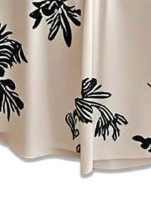 Franclia 女士印花连衣裙 女士深V领收腰连衣裙 - 白色 - 查看 3