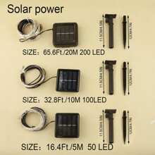 1 件 16.4/32.8/65.6 英尺 50/100/200LED 家居装饰太阳能灯串、户外草坪装饰、花园装饰、树木装饰 8 种模式铜线太阳能仙女灯、派对婚礼节日装饰灯、暖光、白光、彩色灯、卧室装饰、室内家居装饰灯、露营帐篷装饰灯串