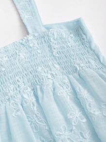 Sweetra 轻盈欧美风格性感俏皮粉色提花蝴蝶结点缀修身甜美俏皮设计女式背心 - 藍色 - 查看 3