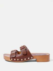 Styleloop 女士时尚休闲系带棕色绳编坡跟厚底凉鞋