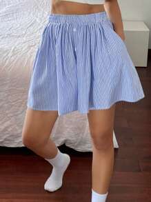 DAZY Women Striped Short Pants Lounge Pants Pajama - Blue - View 4