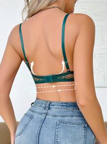 1pc Women's Lace Wireless Lingerie Bra - Green - View 2