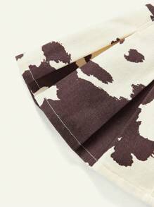 SHEIN Váy ngắn denim xếp ly họa tiết bò màu đơn giản cho bé gái, mùa hè - Nhiều màu - Xem 4