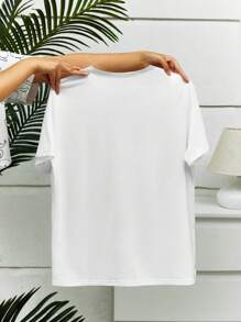 INAWLY Solva Camiseta sexy estilo hip-hop para mujeres - Blanco - Ver 2