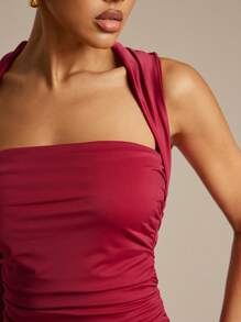 Hauture Top de vară la modă, în culori simple, pentru femei - Violet Roșu - Vizualizare 4