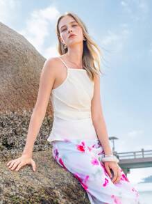 Lumivelle 1set Women Solid Color Simple Top, Fashion Summer - Apricot - View 6