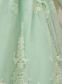 SHEIN 女婴可爱纯色蕾丝网眼芭蕾舞裙，秋季时尚