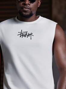 Manfinity VCAY Camiseta sin mangas de punto casual y suelta para uso diario para hombres - Negro - Ver 5