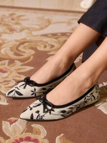 CUCCOO TILAWA Ballerines avec décor de nœud à broderie florale pour les vacances d'été, Soldes d'été, Noël, Automne, Nouvel An