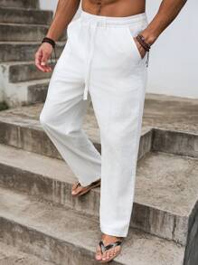 Manfinity Nomadique Pantalon de travail casual pour hommes à cordon de serrage et poche, couleur unie