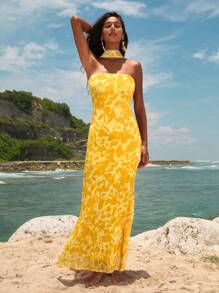 Opulessa Vestido slim fit con estampado de malla de punto para mujer