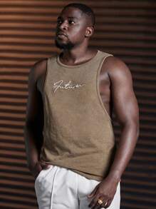 Manfinity BRENVOR Men's Vintage Knitted Casual Daily Loose Embroidery Sleeveless Tank Top
