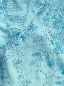 SHEIN EZwear Áo hai dây hở lưng đính hạt mùa hè dành cho nữ, thích hợp mặc trong ngày lễ - Màu xanh lam - Xem 8