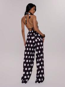 MUSERA 趣味系带波点露背吊带上衣，春夏可爱性感露脐上衣，适合度假海滩伊比沙岛 - 彩色 - 查看 3