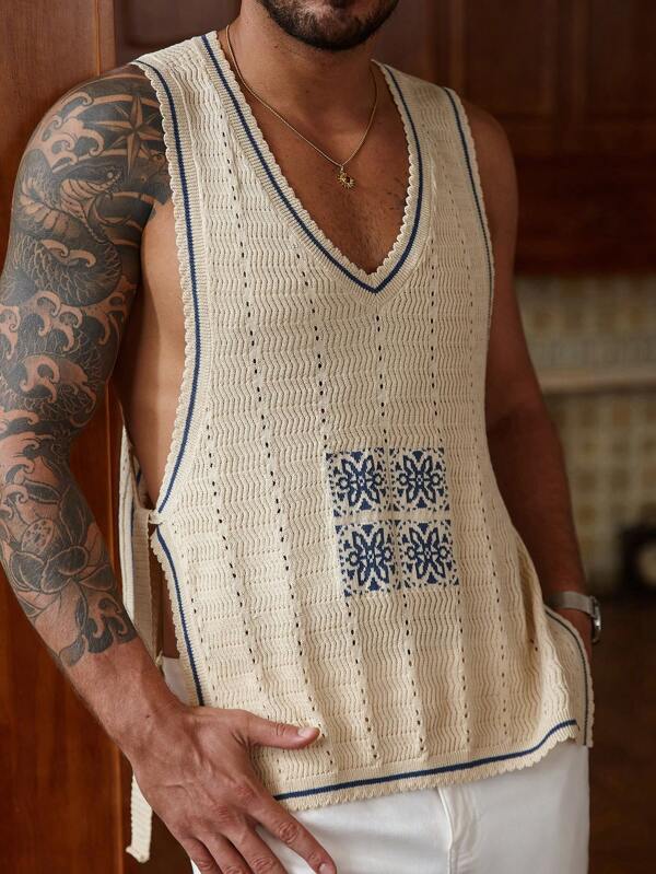 Manfinity CityGents Men's Vintage Style Sleeveless Knit Top, Rave