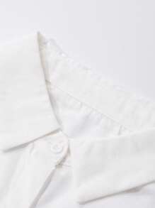 DAZY Solid Single Breasted Pocket Detail Shirt,Fall Women Clothes Long Sleeve Top - White - View 11