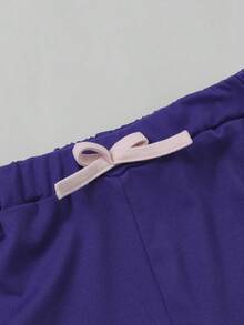 两件套婴儿/女婴可爱兔子刺绣休闲圆领短袖上衣和短裤套装，适合夏季外出 - 彩色 - 查看 7