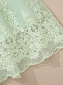 SHEIN 女婴可爱纯色蕾丝网眼芭蕾舞裙，秋季时尚