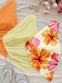 Soleia 3 chiếc áo phông in hoa thường ngày mùa xuân cho nữ Island Girl màu cam và hồng, lý tưởng cho kỳ nghỉ bên bờ biển, lãng mạn, bãi biển, kỳ nghỉ xuân, cô gái Miami mùa hè - Màu vàng - Xem 7