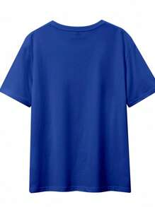 SHEIN Holidaya Camiseta de manga corta y cuello redondo con estampado de limones y letras, talla grande - suave, transpirable, microelástica, top casual para verano y primavera - ropa de mujer de talla grande con ajuste regular, camisetas gráficas para mujeres