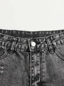 女士牛仔短裤 - 深灰色 - 查看 5