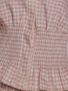 MUSERA Áo kiểu dáng rộng rãi, cổ bẻ, eo nhún, cài cúc, tay ngắn, thích hợp cho kỳ nghỉ, phong cách thập niên 90, Y2K, mặc hàng ngày, ngày lễ, áo babydoll, sân bay, mùa thu, trở lại trường học, thanh lịch, mùa xuân hè. - Màu Hồng baby - Xem 6