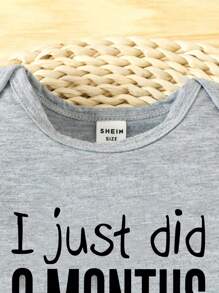 Infant Cute Letter Pattern Casual Short Sleeve Bodysuit, Summer - Grey - View 4