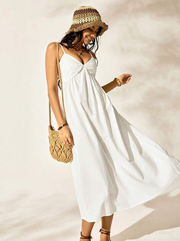 SHEIN EZwear プラスサイズの女性用エレガントな白いストラップ