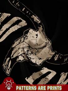 EMERY ROSE 休闲简约西部牛仔牛头印花宽松连帽厚款女式运动衫，冬季 - 黑色 - 查看 3